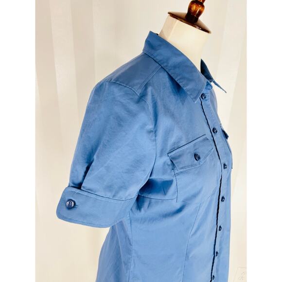 NEW YORK & CO Women’s Blue Button Up Top Sz M - Picture 6 of 9